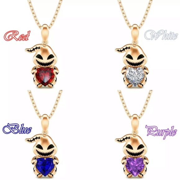 Oogie Boogie heart Necklace Gold jewelry TNMBC NMBC evil Villain nightmare stone - Picture 8 of 9